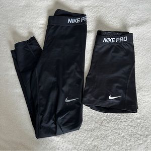 Nike Pro Drifit Bundle/Lot Leggings and Spandex Biker Shorts